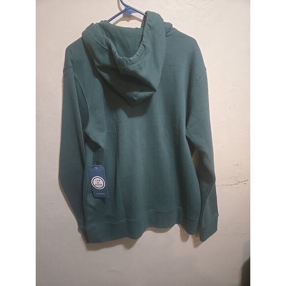 Life Is Good Hoodie Mens Mediu Green Logo Pullover Fleece Happy Hour Camping NEW - Picture 8 of 12
